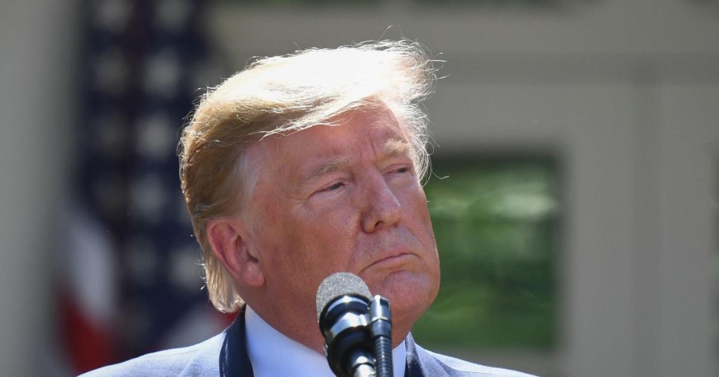 US President Donald Trump speaks during an event about expanding health coverage options for small businesses and workers in the Rose Garden of the White House in Washington