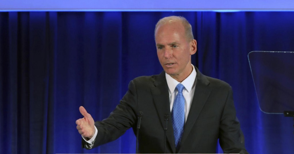 Boeing Chief Executive Officer Dennis Muilenburg speaks at the Boeing Annual General Meeting in Chicago