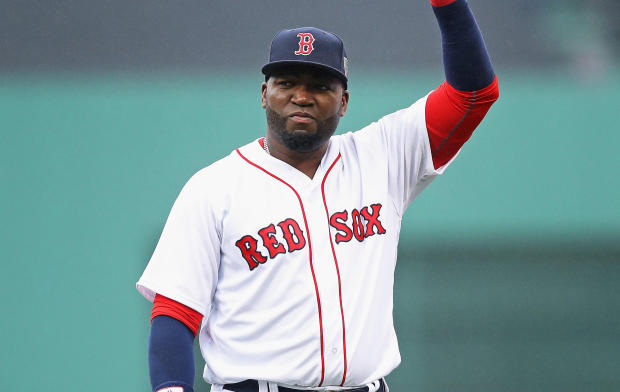 <> during the pregame ceremony to honor the retirement of David Ortiz #34 of the Boston Red Sox during his last regular season home game at Fenway Park on October 2