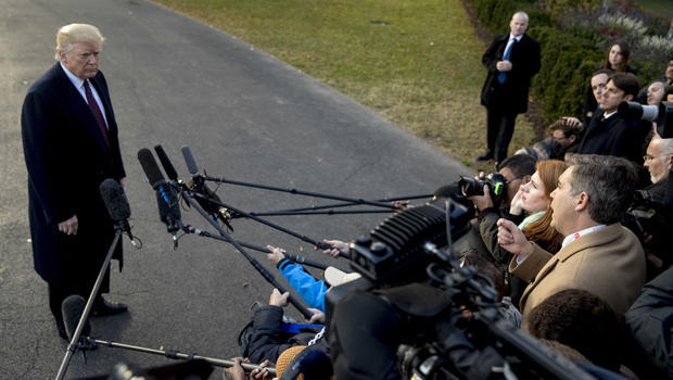 President Donald Trump takes a question from CNN reporter Jim Acosta