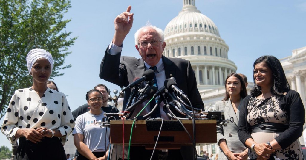 US Senator Bernie Sanders (2nd L)