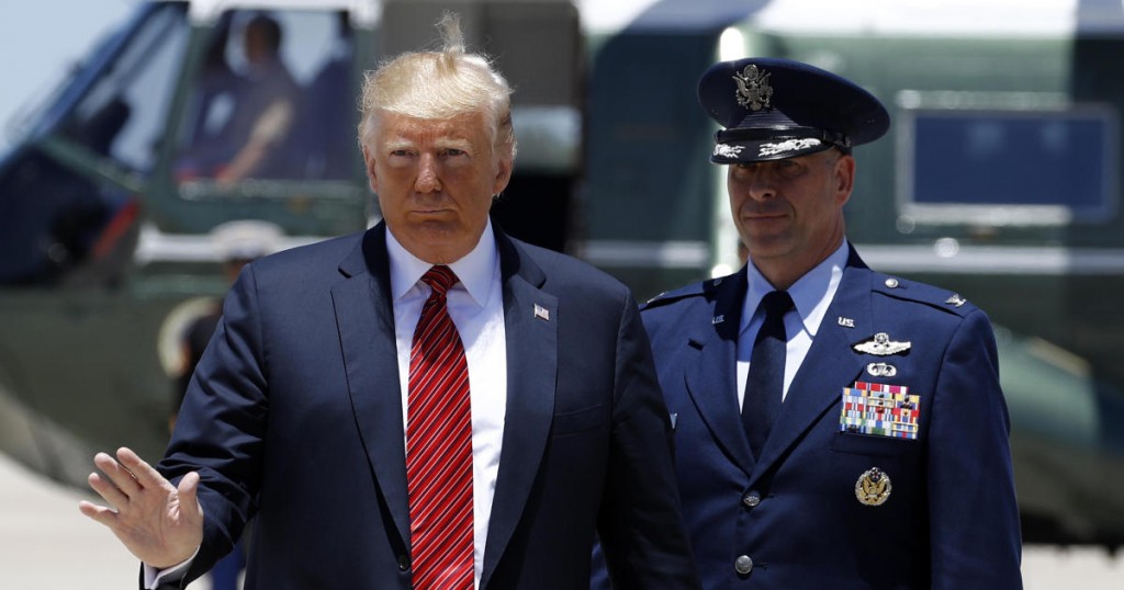 President Donald Trump boards Air Force One at Andrews Air Force Base