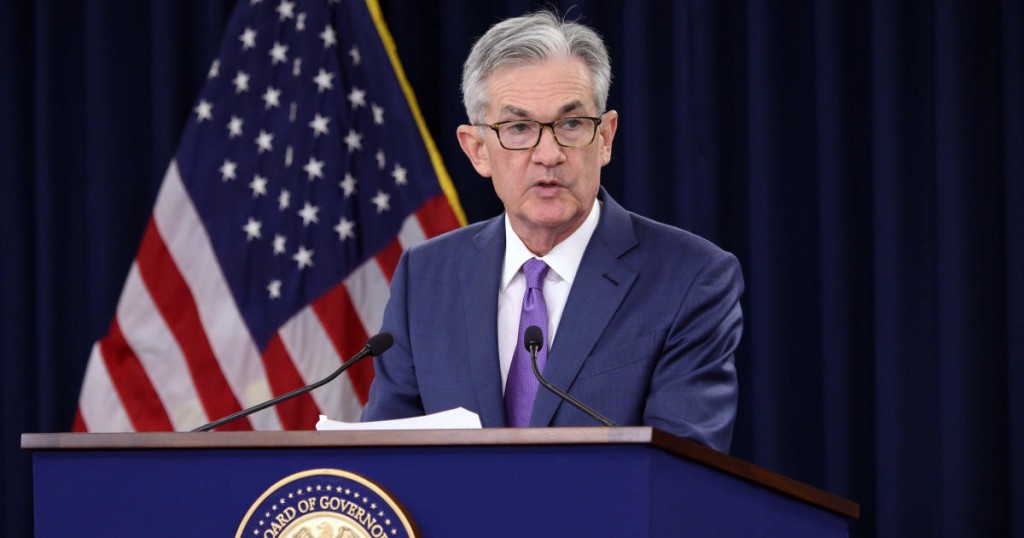 US Federal Reserve Chairman Jerome Powell speaks during a press conference after a Federal Open Market Committee meeting in Washington