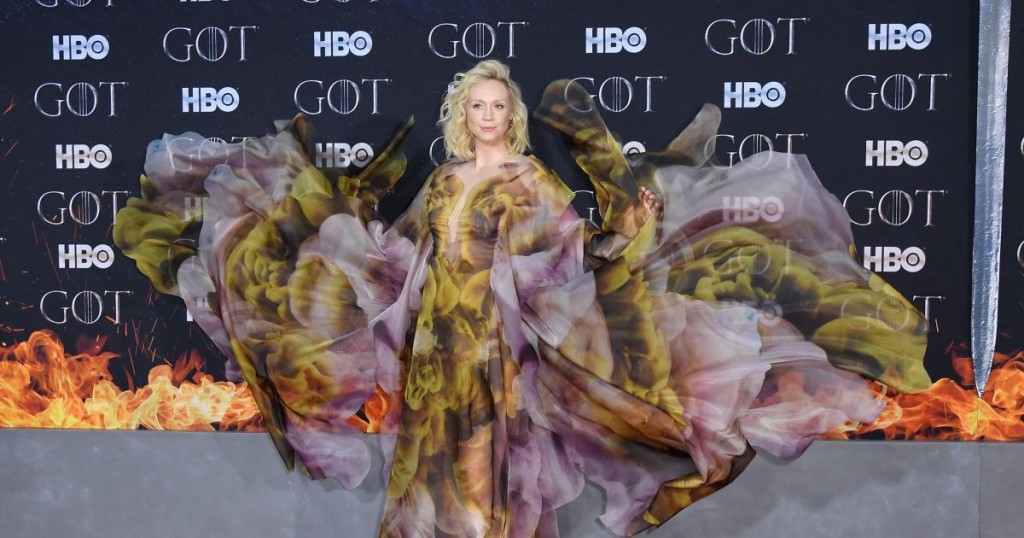British actress Gwendoline Christie arrives for the "Game of Thrones" eighth and final season premiere at Radio City Music Hall on April 3