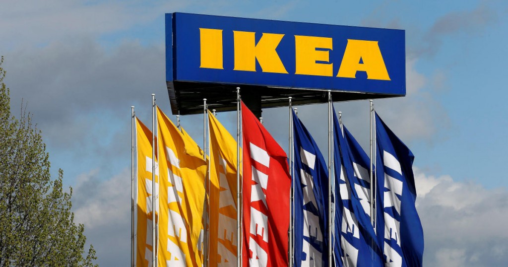 FILE PHOTO: Flags and the company's logo are seen outside of an IKEA Group store in Spreitenbach