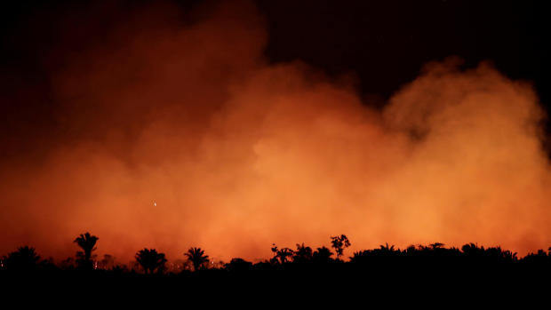 FILE PHOTO: Smoke billows during a fire in an area of the Amazon rainforest near Humaita