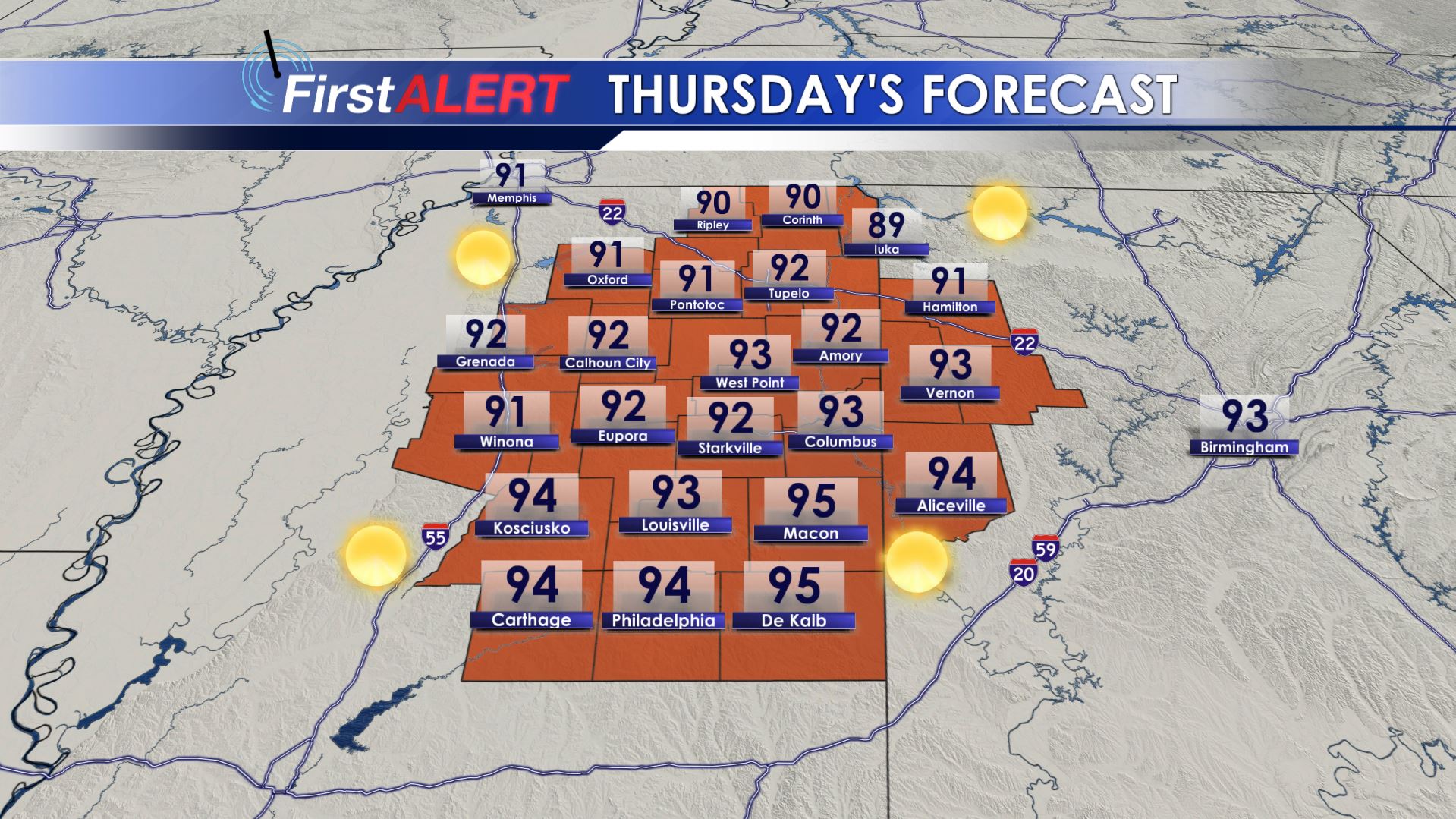 Sunny & Hot End To The Week - Home - WCBI TV | Telling Your Story
