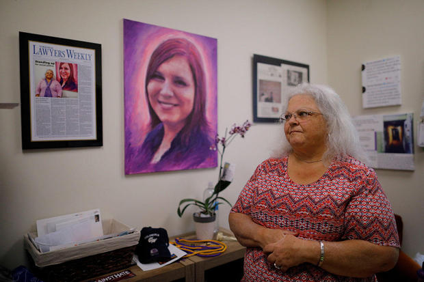 Susan Bro looks at mementos of her daughter Heather Heyer in Charlottesville