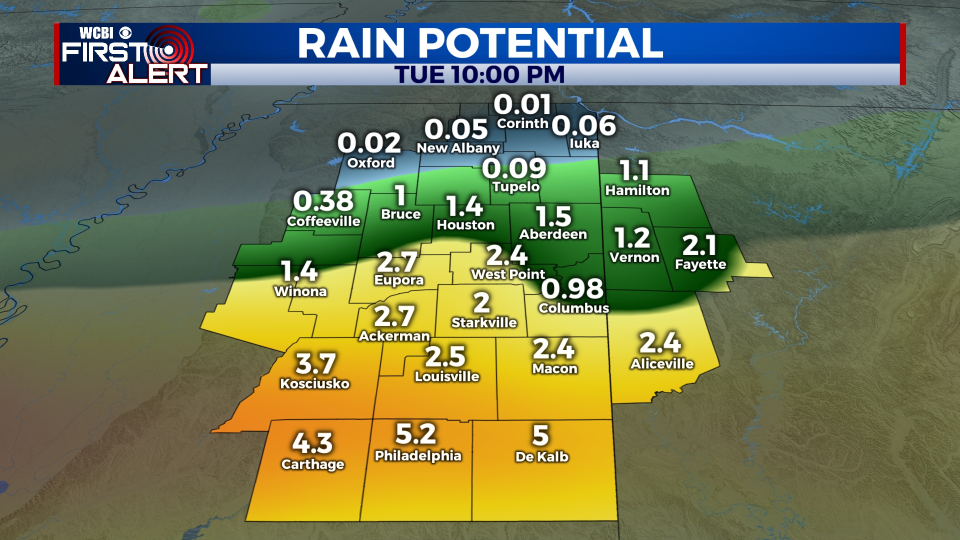 Showers Today, More Rain Tuesday - Home - WCBI TV | Telling Your Story