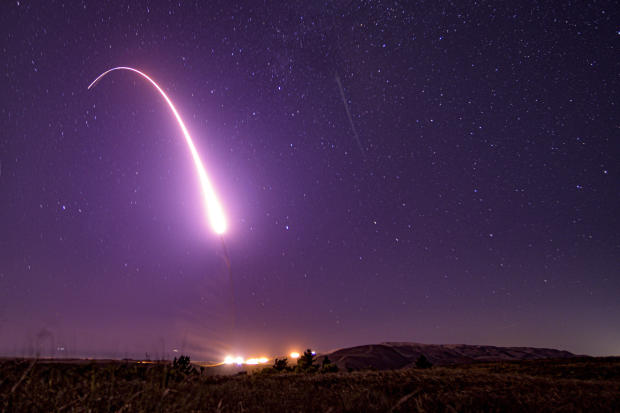 An unarmed Minuteman III intercontinental ballistic missile launches during an operational test at 1:13 a.m. Pacific Time