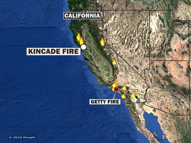 California wildfires map 2019