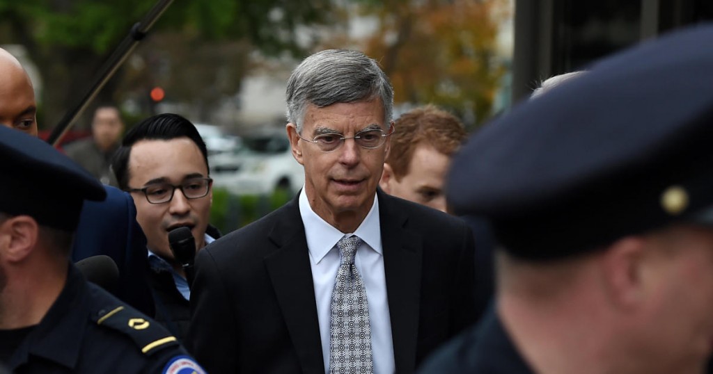 Former US Ambassador to Ukraine Bill Taylor (C) arrives at the US Capitol to testify before the House Intelligence
