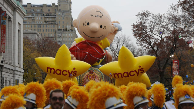 Balloons sit on Central Park West before the 90th Macy's Thanksgiving Day Parade in Manhattan