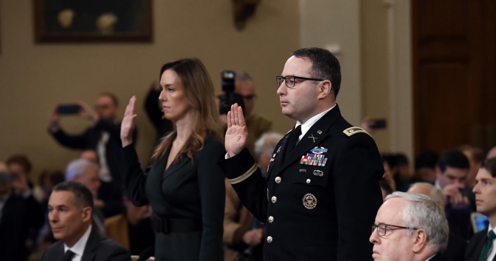 National Security Council Ukraine expert Lieutenant Colonel Alexander Vindman and Jennifer Williams