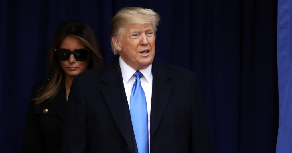 President Donald Trump and first lady Melania Trump arrive at the New York City Veterans Day Parade at Madison Square Park in New York