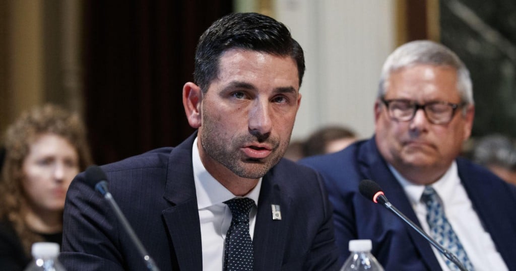 Department of Homeland Security Under Secretary Chad Wolf speaks during a meeting of the President's Interagency Task Force to Monitor and Combat Trafficking in Persons (PITF)