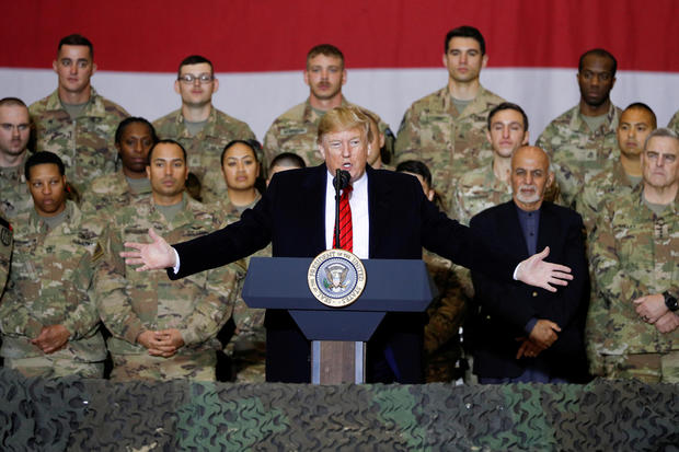 U.S. President Donald Trump makes an unannounced visit to U.S. troops at Bagram Air Base in Afghanistan 