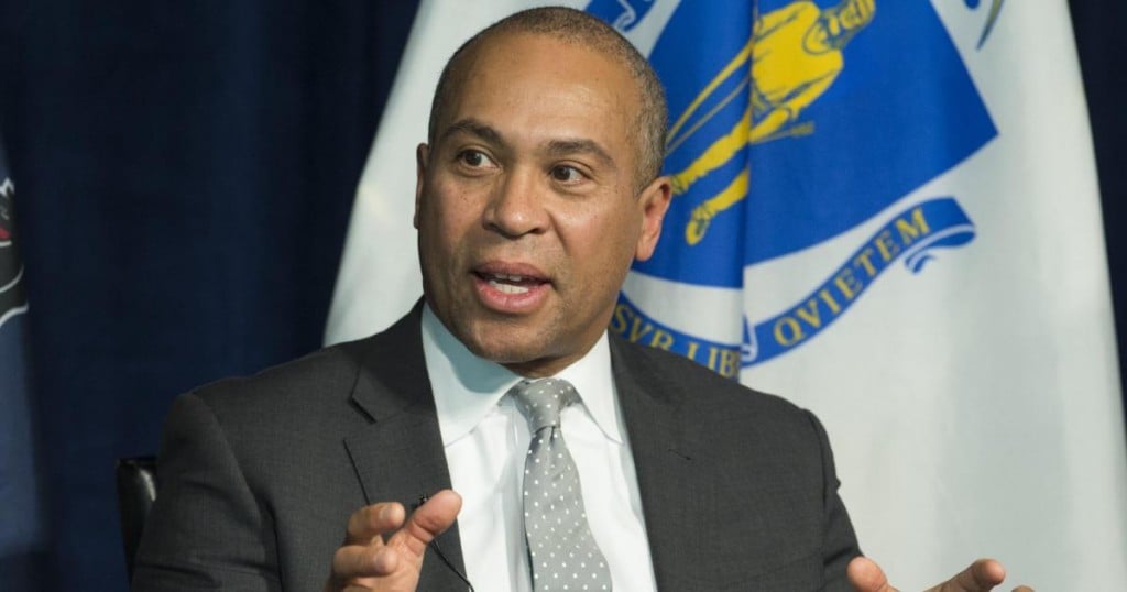Former Massachusetts Governor Deval Patrick speaks on a panel on leadership during times of crisis at the Newseum in Washington