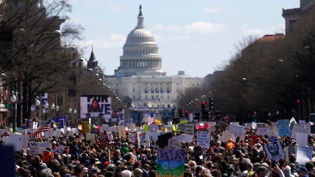 Students and young people gather for the "March for Our Lives" rally demanding gun control in Washington 