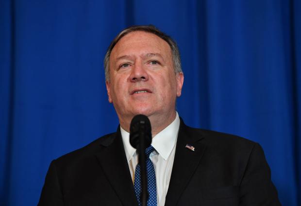 US Secretary of State Mike Pompeo speaks onstage during a briefing on the past 72 hours events in Mar a Lago