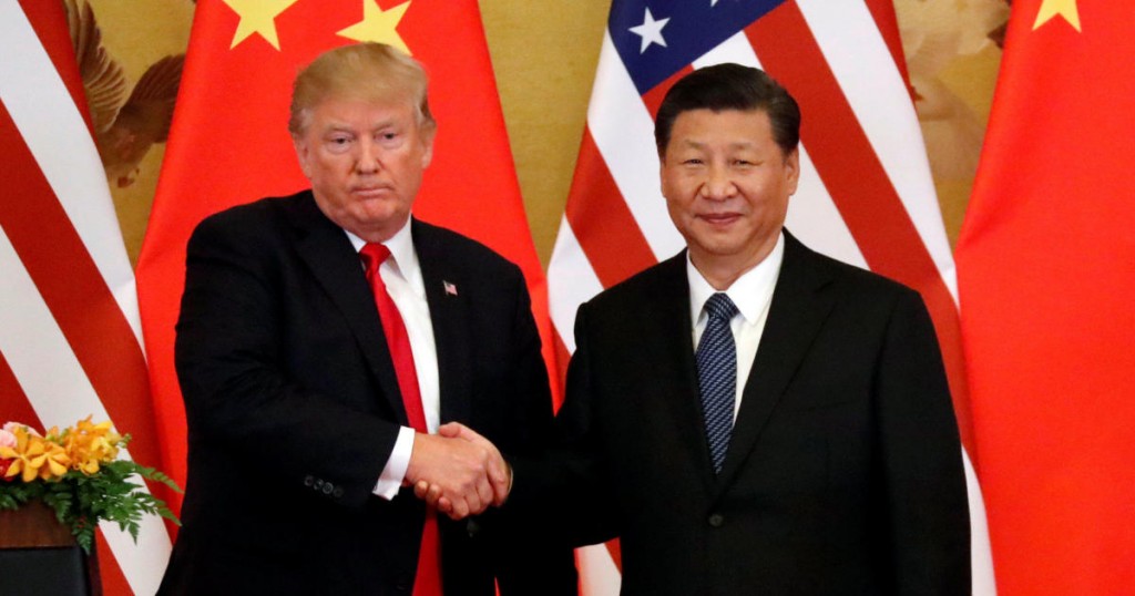 U.S. President Donald Trump and China's President Xi Jinping make joint statements at the Great Hall of the People in Beijing