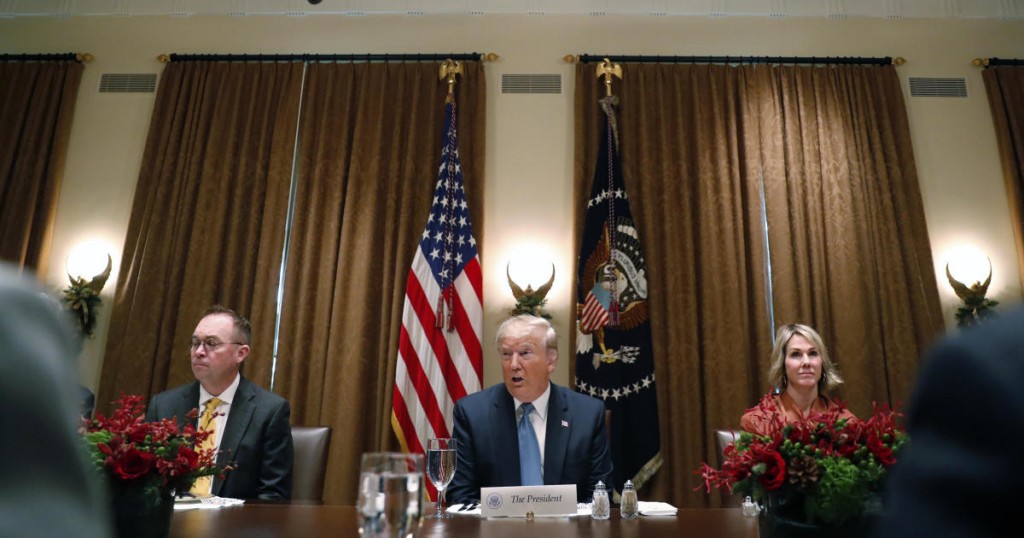 President Donald Trump speaks at a luncheon with members of the United Nations Security Council in the Cabinet Room at the White House in Washington