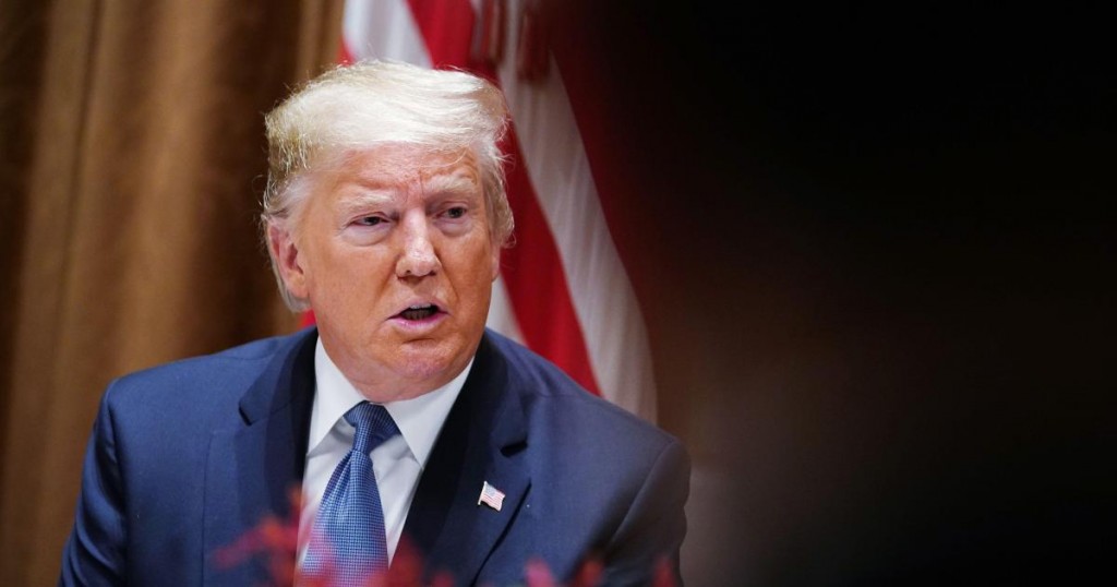 US President Donald Trump takes part in a luncheon with United Nations Security Council permanent representatives in the Cabinet Room of the White House in Washington