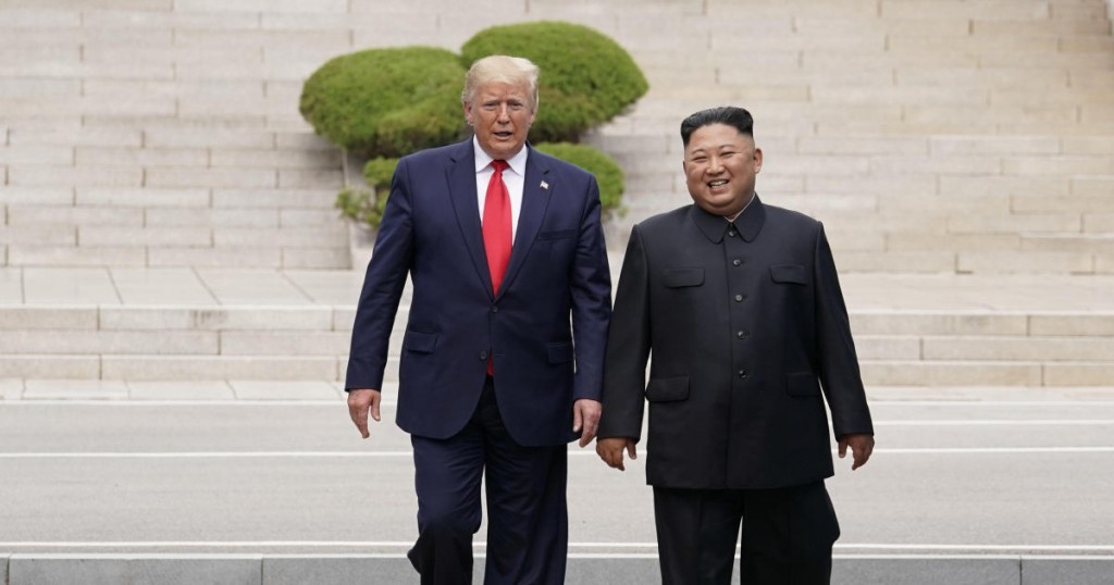 U.S. President Donald Trump meets with North Korean leader Kim Jong Un at the demilitarized zone separating the two Koreas