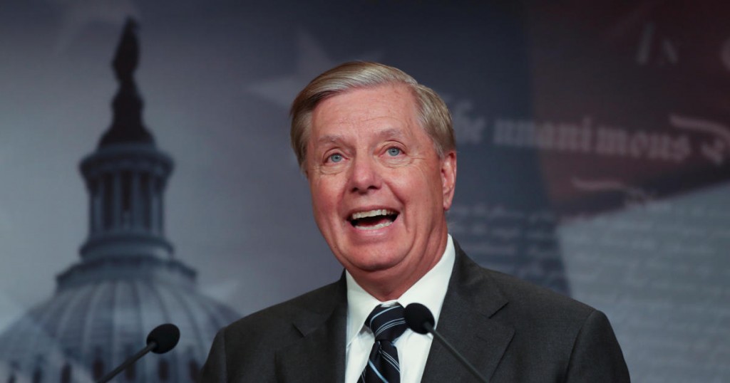 U.S. Senator Lindsey Graham holds a news conference to discuss his plans to introduce a Senate resolution condeming the Democratic-led U.S. House of Representatives impeachment inquiry into U.S. President Donald Trump as "illegitimate" at the U.S. Capitol in Washington