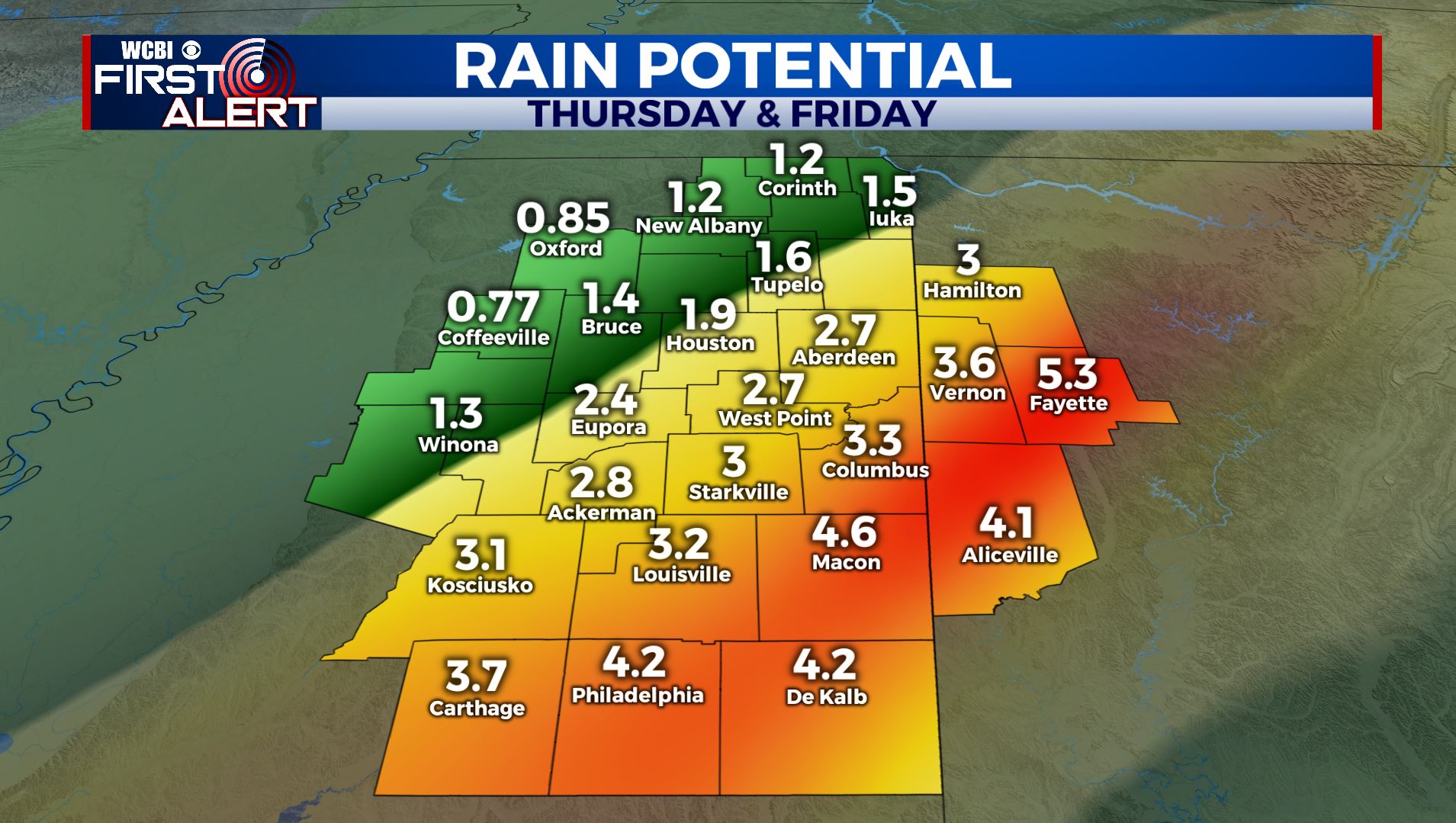 Heavy rain Thursday - Home - WCBI TV | Telling Your Story