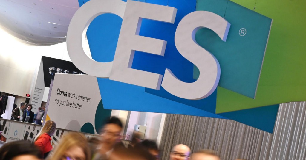Attendees walk through the hall at the Sands Expo Convention Center during CES 2019 consumer electronics show