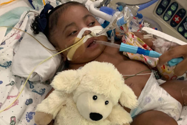 This undated photo provided by Texas Right to Life shows Tinslee Lewis. After a hospital's plans to remove the 9-month-old girl from a ventilator against her family's wishes were halted