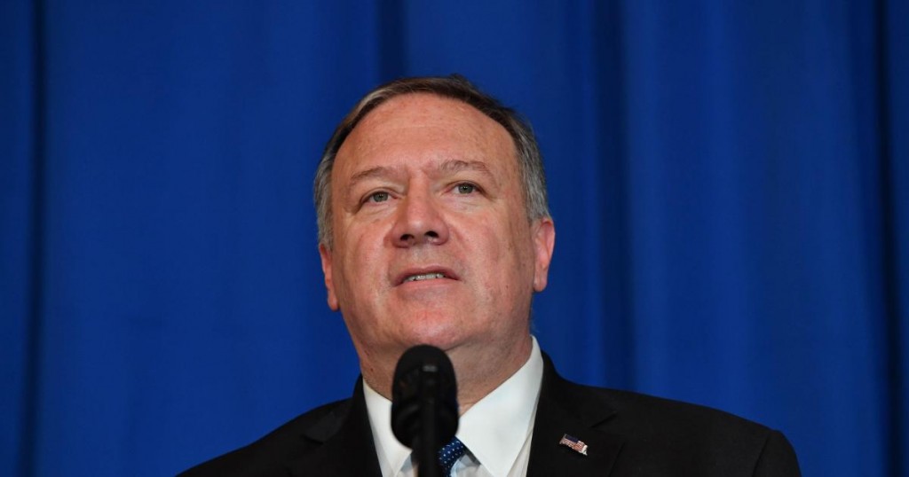 US Secretary of State Mike Pompeo speaks onstage during a briefing on the past 72 hours events in Mar a Lago