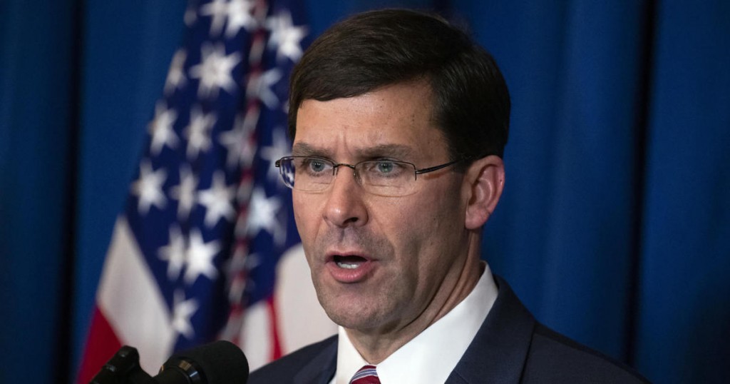 Secretary of Defense Mark Esper delivers a statement on Iraq and Syria