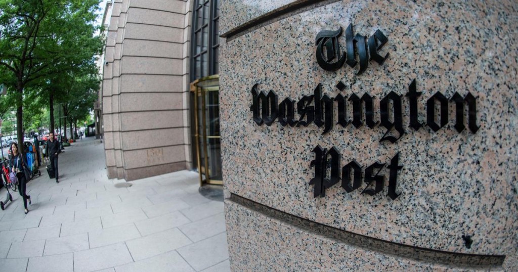 The building of the Washington Post newspaper headquarter is seen on K Street in Washington DC on May 16