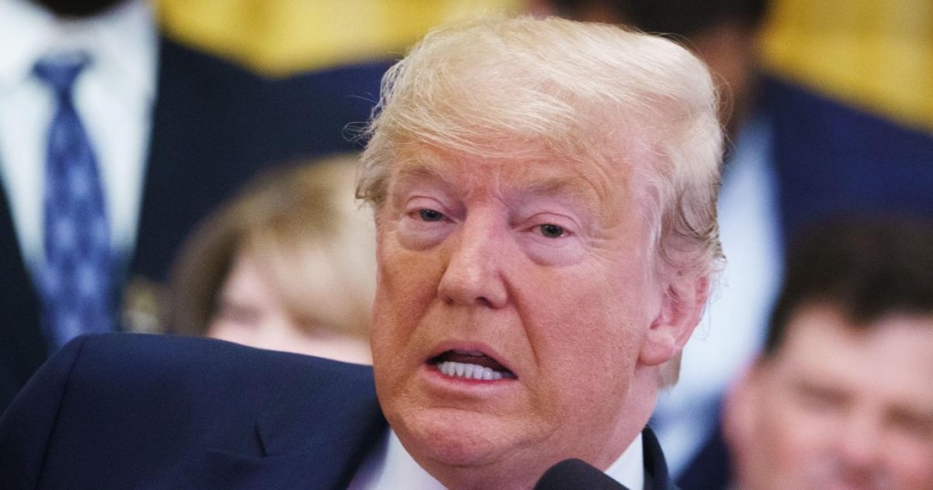 US President Donald Trump speaks during an event honoring the 2019 college football national champions