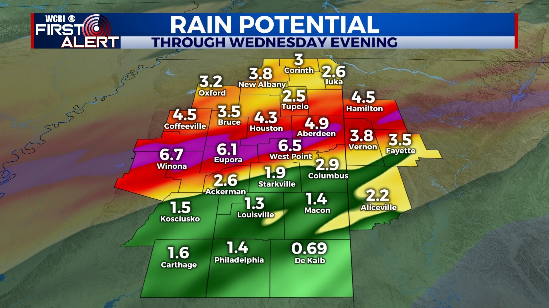 Wet & stormy through Wednesday night - Home - WCBI TV | Telling Your Story