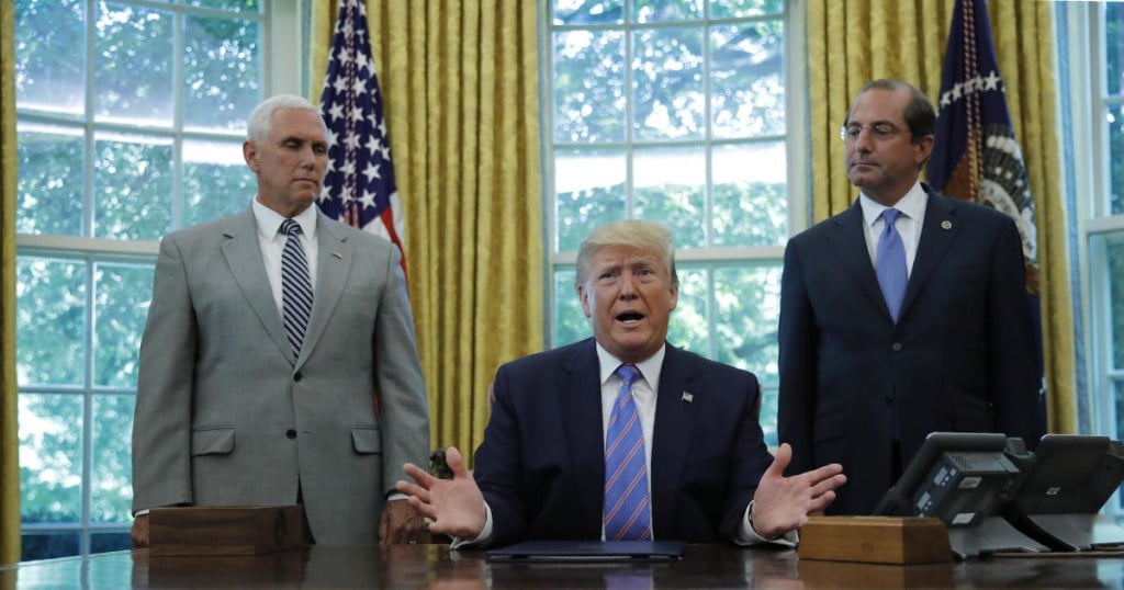President Donald Trump talks during a ceremony for H.R. 3151