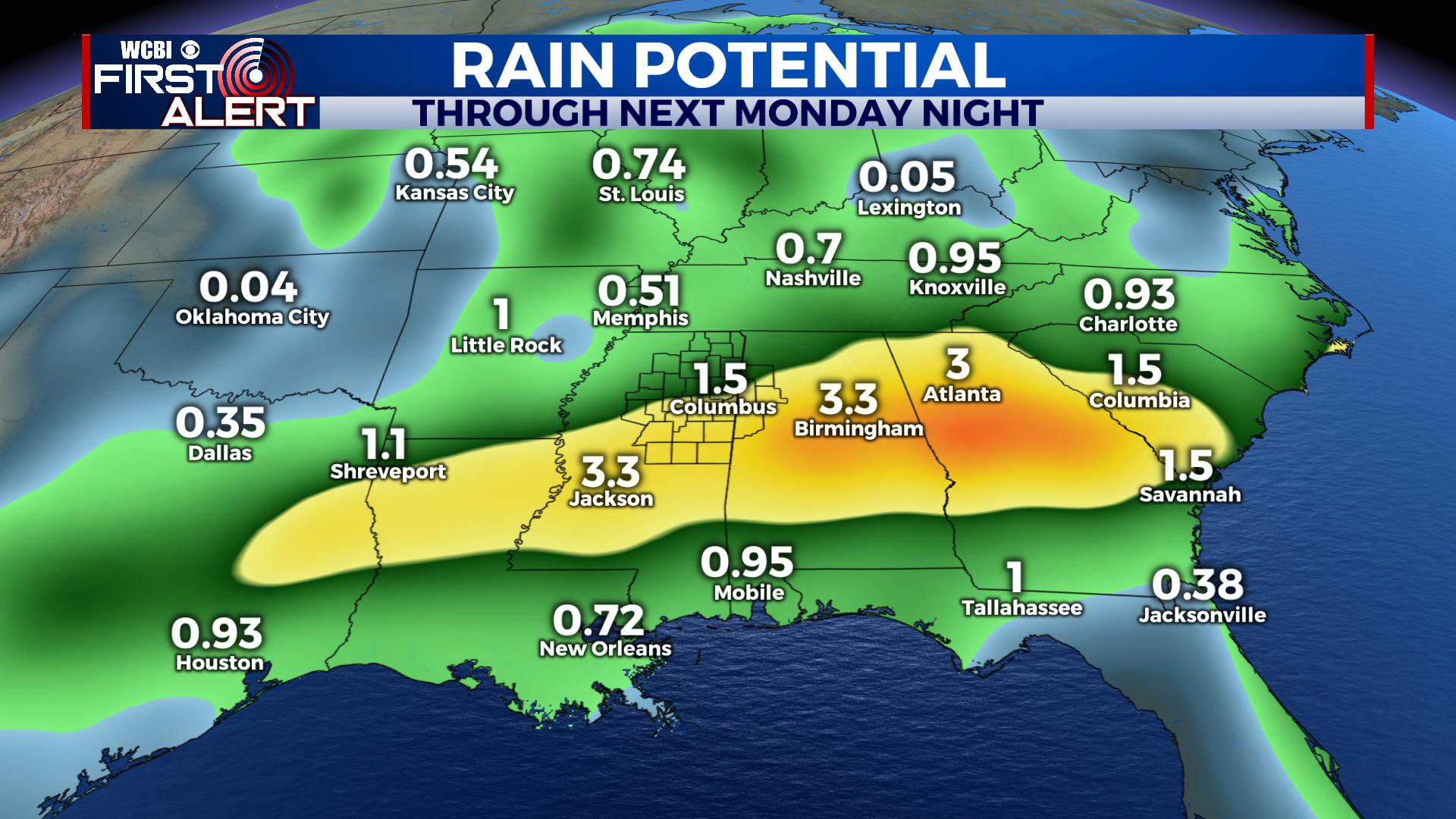 Three Rounds of Rain On The Way - Home - WCBI TV | Telling Your Story