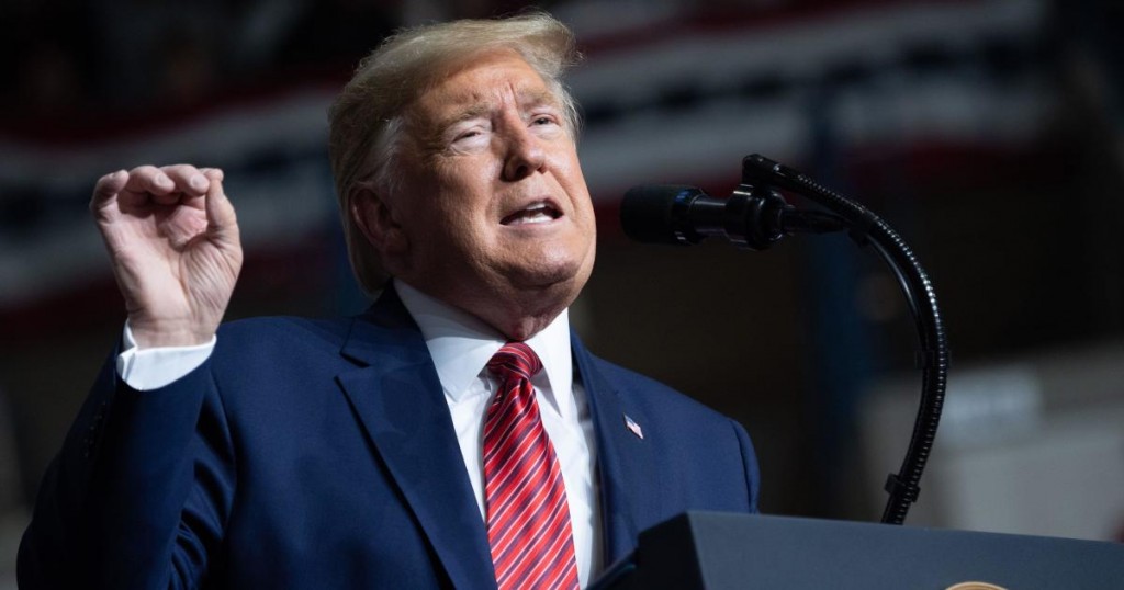 US President Donald Trump speaks during a Keep America Great campaign rally at the North Charleston Coliseum in North Charleston