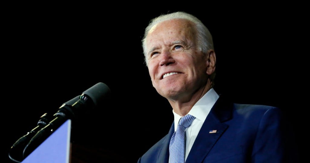 FILE PHOTO: Democratic U.S. presidential candidate and former Vice President Joe Biden speaks at his Super Tuesday night rally in Los Angeles