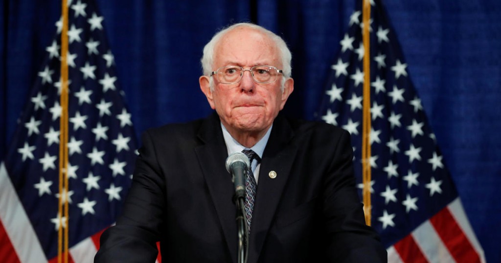 U.S. Democratic presidential candidate Senator Bernie Sanders speaks during a news conference in Burlington