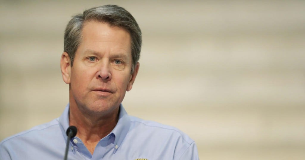 Georgia Gov. Brian Kemp speaks about the COVID-19 virus during a news conference at the Georgia state Capitol on Wednesday