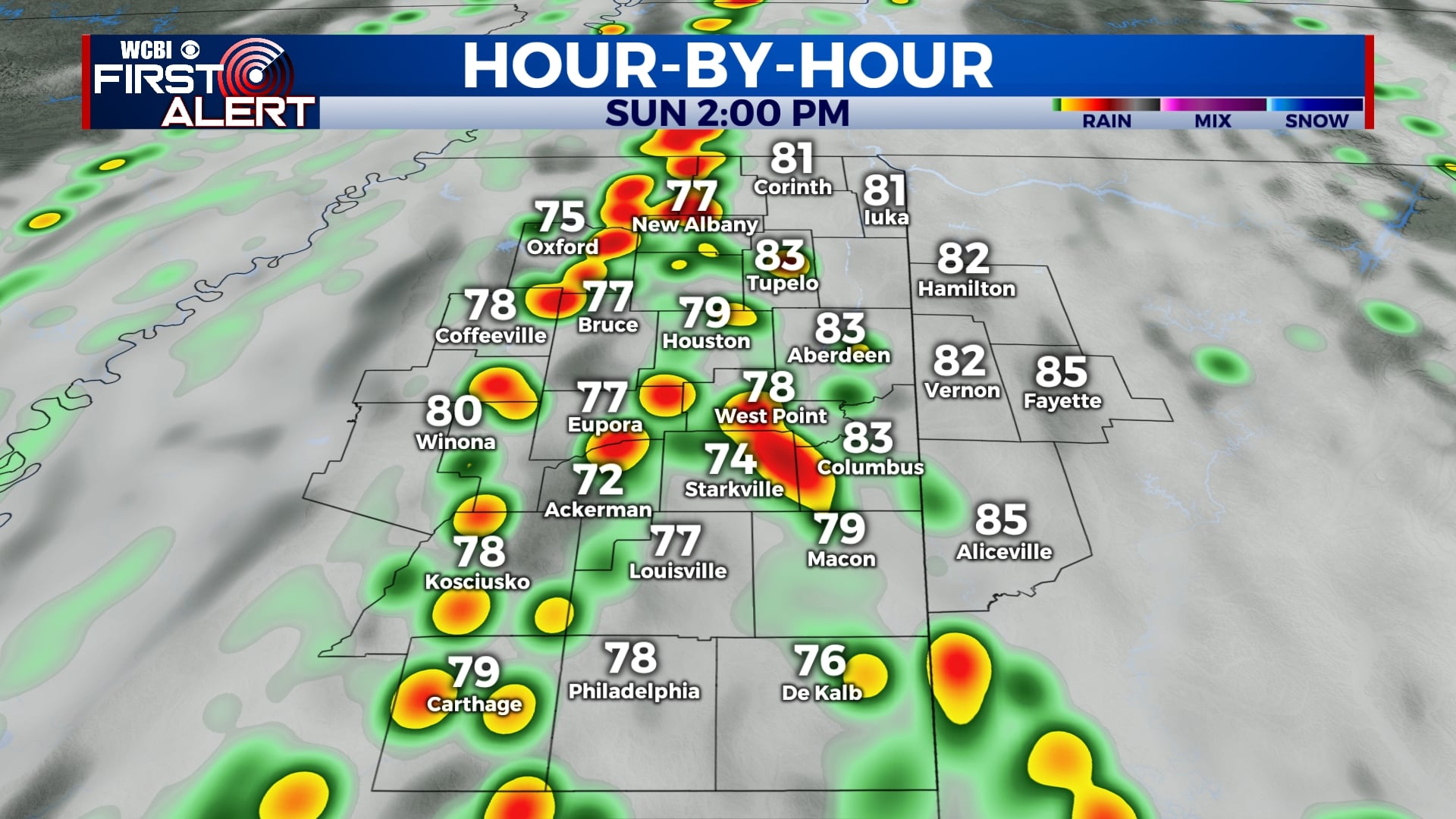 Rain & Storms Sunday - Home - WCBI TV | Telling Your Story