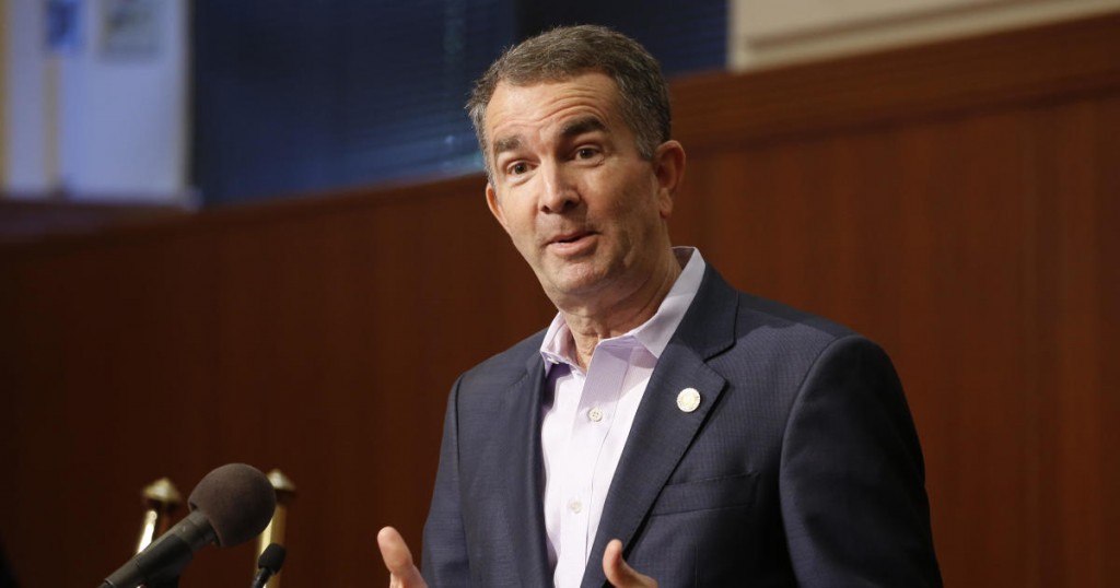 Virginia Gov. Ralph Northam gestures during a news conference at the Capitol Wednesday April 8