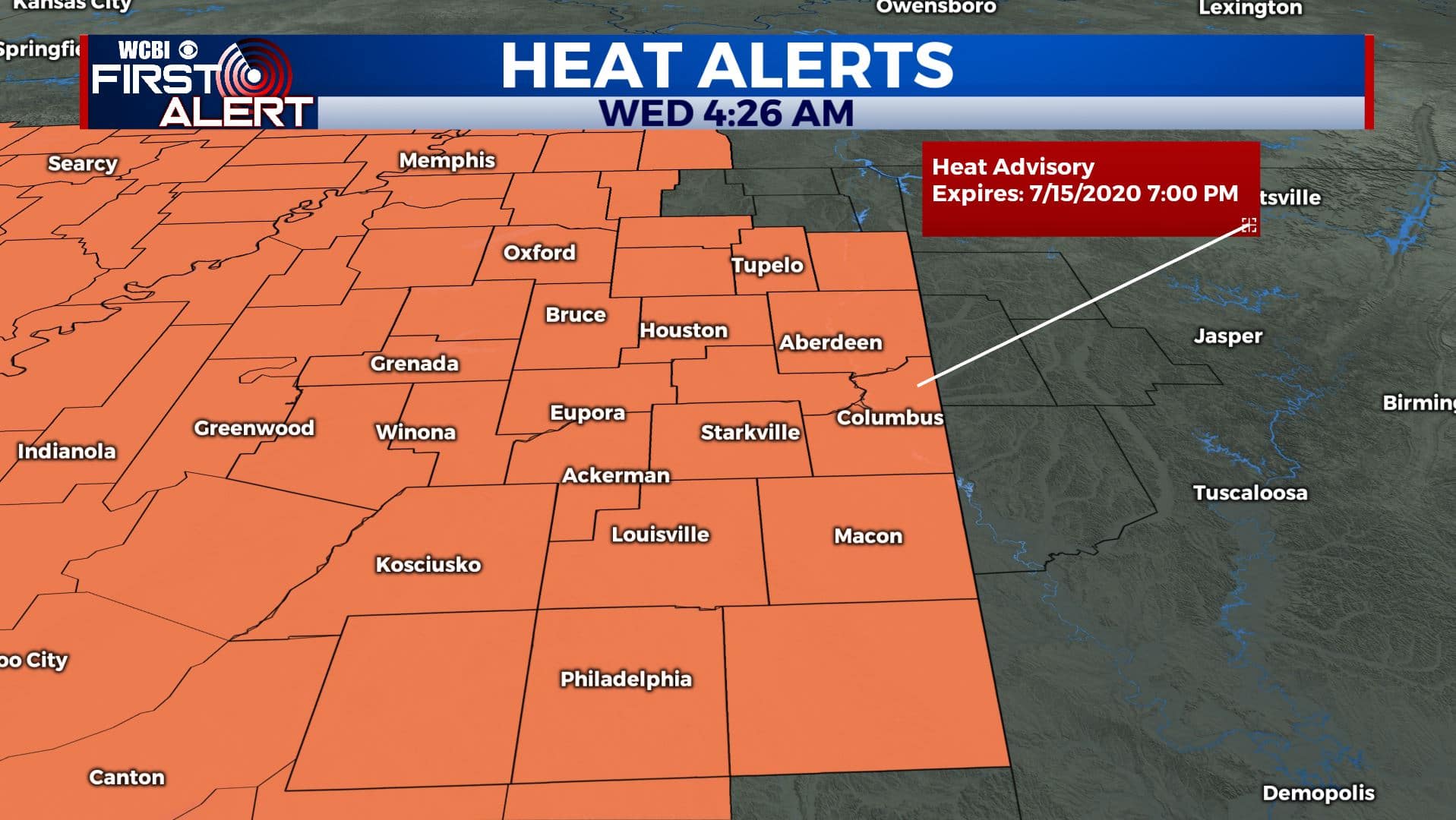 Heat Advisory in effect for Wednesday - Home - WCBI TV | Telling Your Story