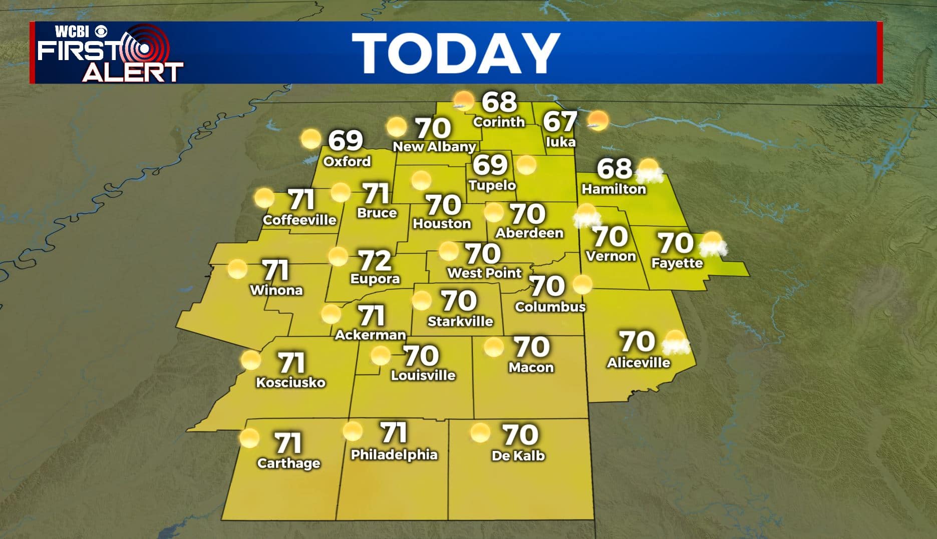 A warm and sunny Thursday before rain chances return - Home - WCBI TV ...