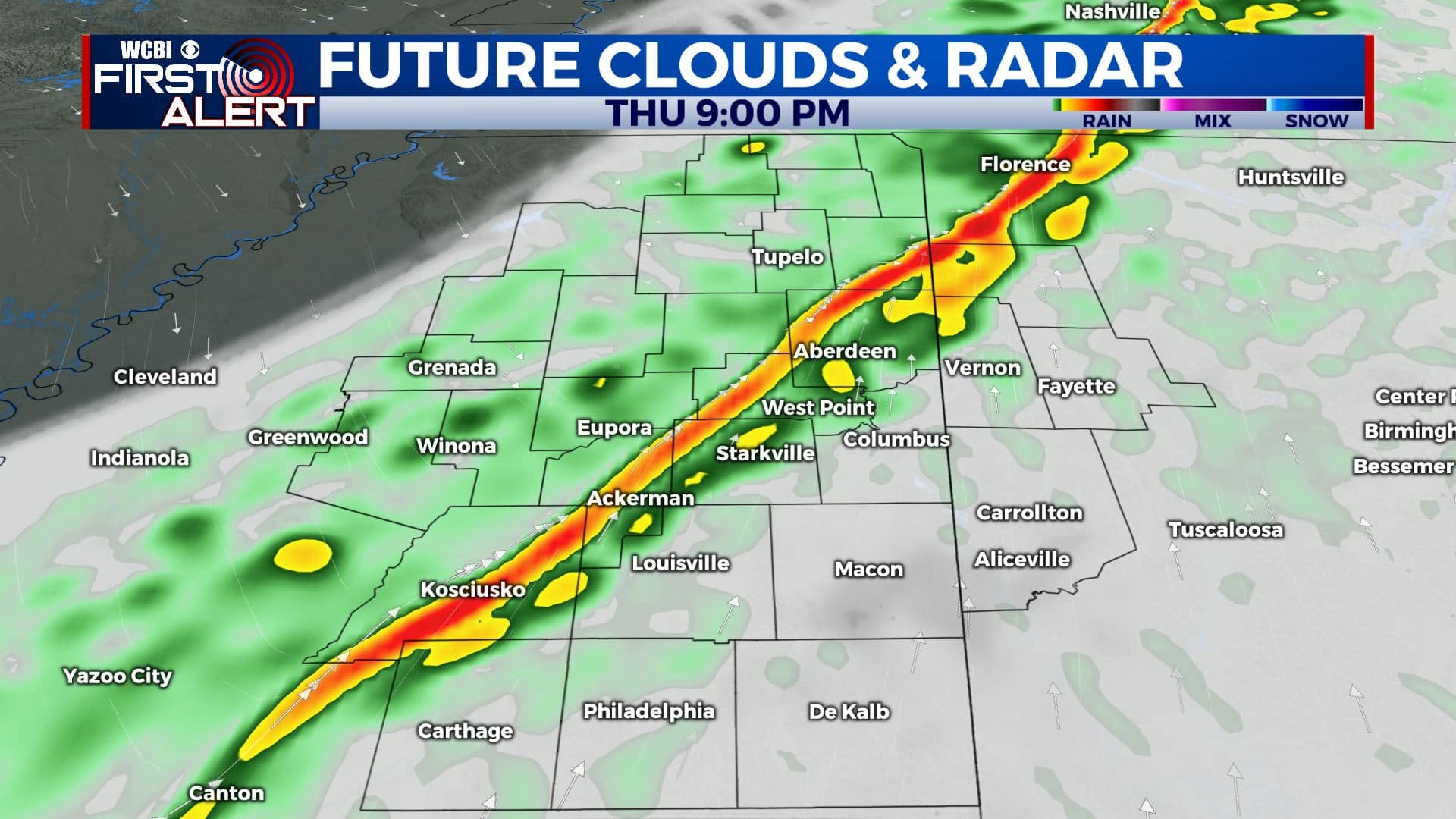Areas of rain Thursday night - Home - WCBI TV | Telling Your Story