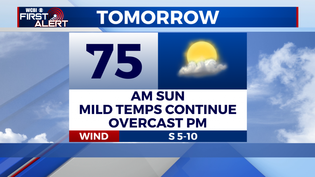 Another mild and dry day tomorrow, but rain returns Thursday