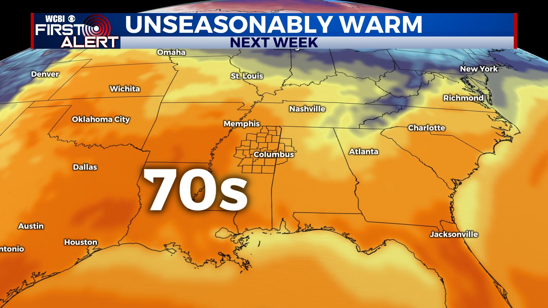 Much warmer air moves in next week - Home - WCBI TV | Telling Your Story